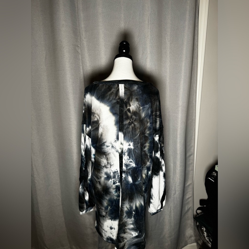 Hippie Black and White Tie-Dye Women's Dress - Picture 3 of 4